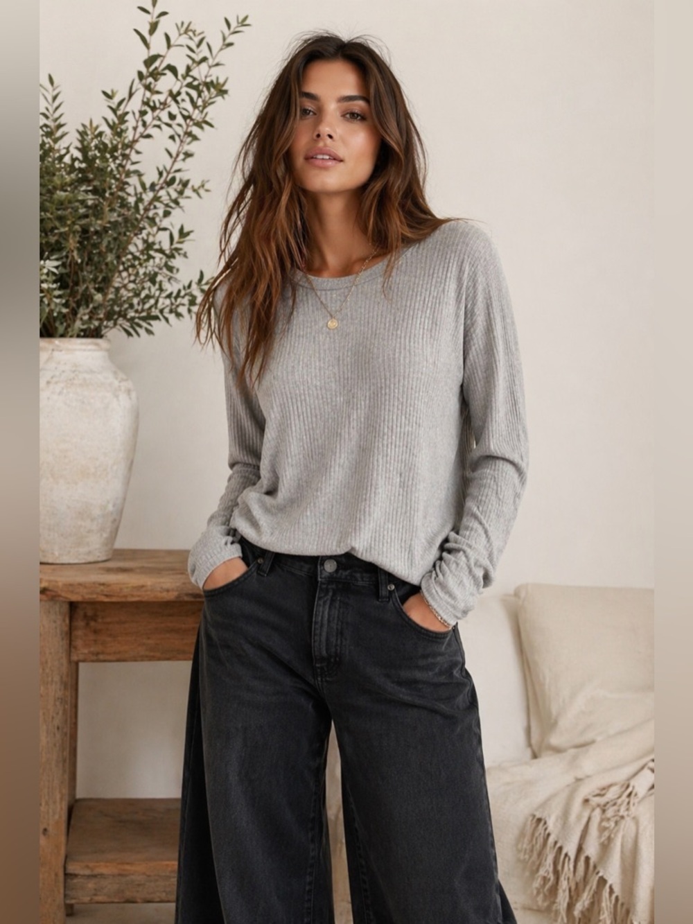 Z SUPPLY NWT Annie Ribbed Top – Heather Grey – Size XS